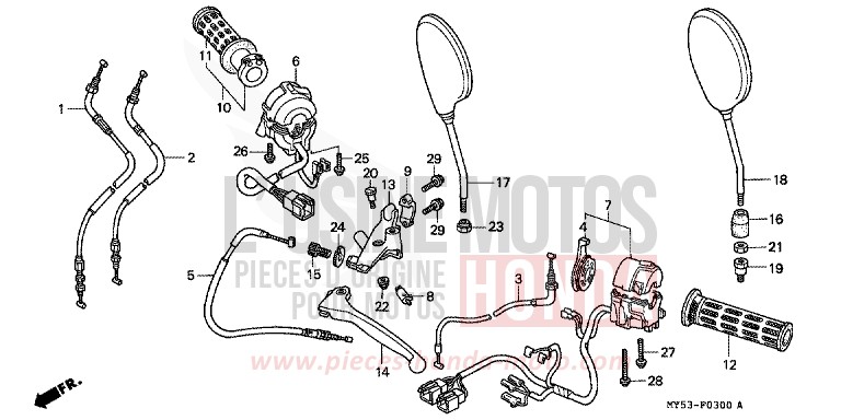 SCHALTER/KABEL von CB1300 Super Bold'or ABS FIGHTING RED (R134) von 1994